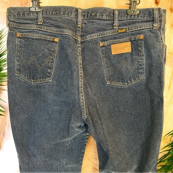 VINTAGE WRANGLER Straight Leg Classic Denim Blue Jeans - 42x34 - Picture 6 of 14